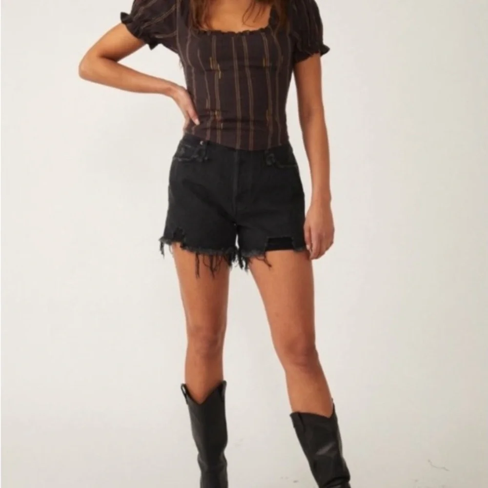 Free People Serotonin Corset Top in Espresso Bean Size S Striped Boho Festival - Picture 5 of 7